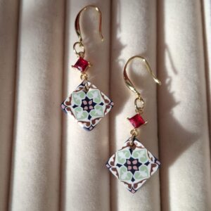 Elegant red Peranakan earrings