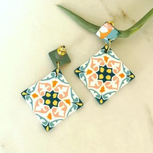 colourful tile earrings