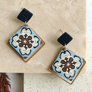 Handmade Peranakan tile earrings