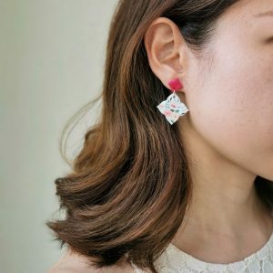 Bright Pink flower earrings