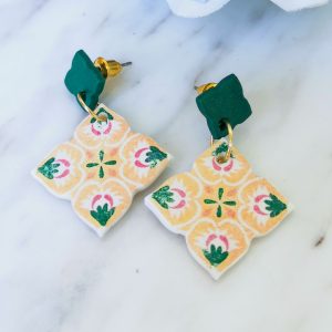 Handmade yellow tile earrings