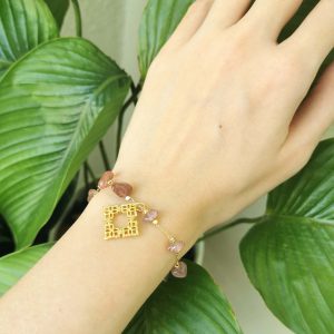 Strawberry quartz Nyonya bracelet
