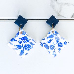 Blue oriental earrings