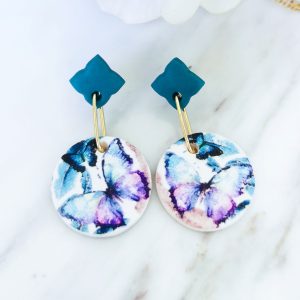 dark teal butterfly earrings